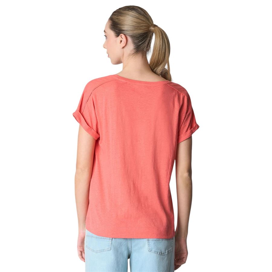 T-shirt girocollo da donna in misto cotone e lino U.S. Polo Assn | US41354011157